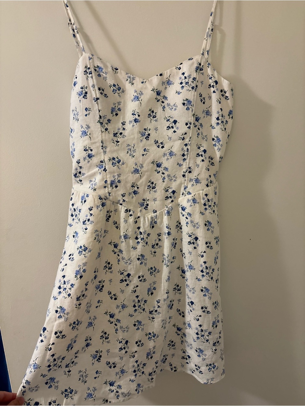 Women’s White Floral Romper with Blue Print